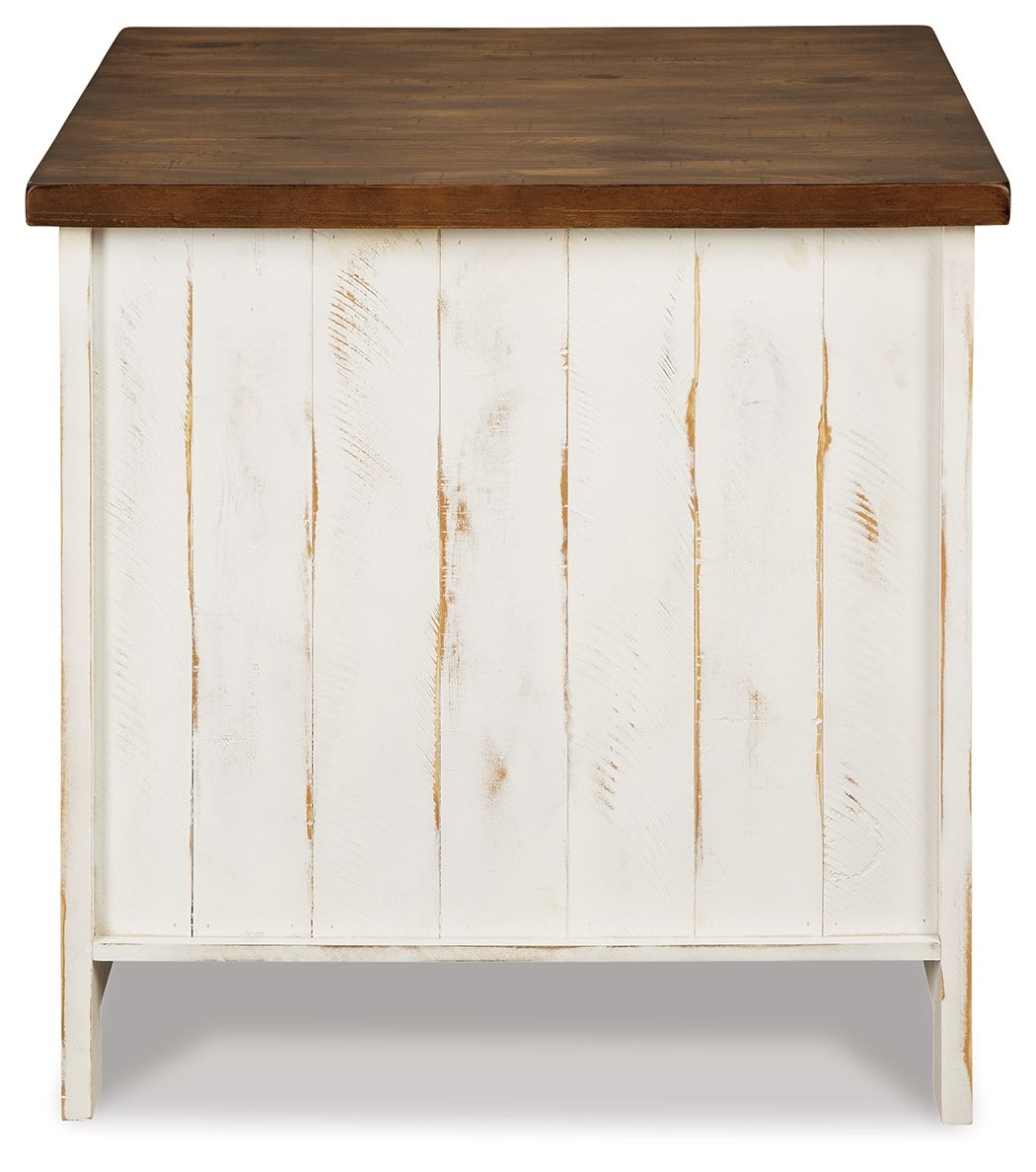 Wystfield - Rectangular End Table - 2 Doors - White / Brown, alternate view 3 with engineered wood