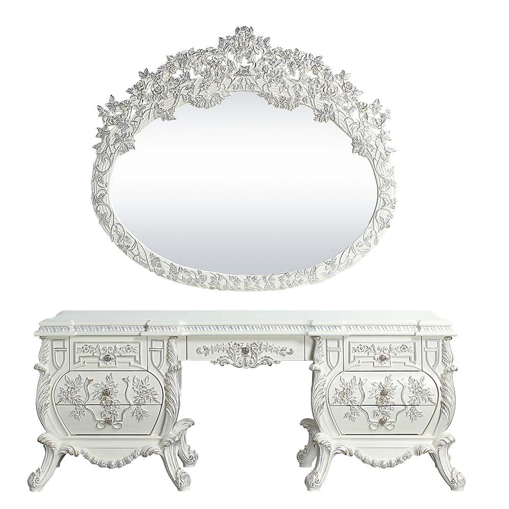 Vanaheim - Vanity Desk - Antique White, alternate view 3 with metal