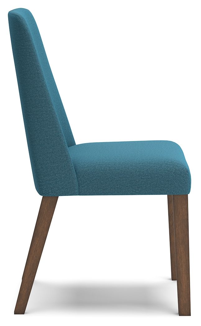 Lyncott - Dining Uph Side Chair (Set of 2) - Blue / Brown, alternate view 3 with polyester fabric