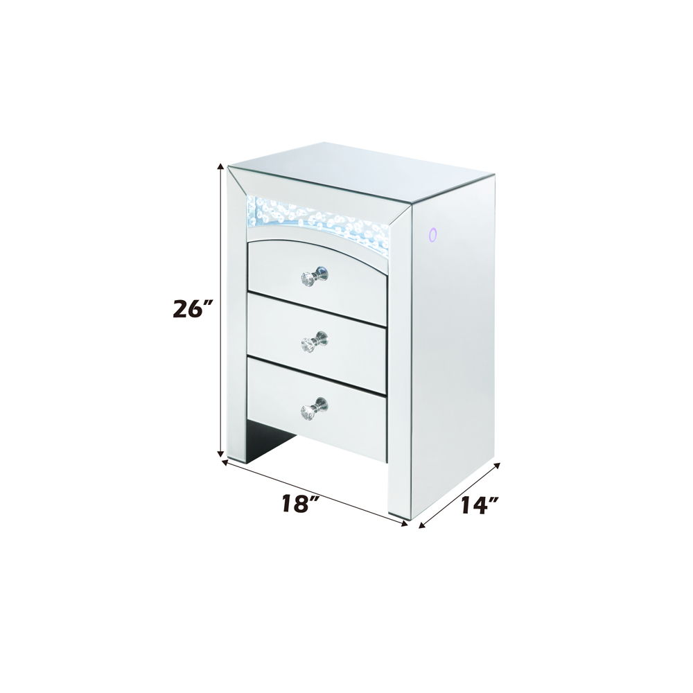 Nysa - Accent Table With LED - Mirrored & Faux Crystals, alternate view 2 with glass