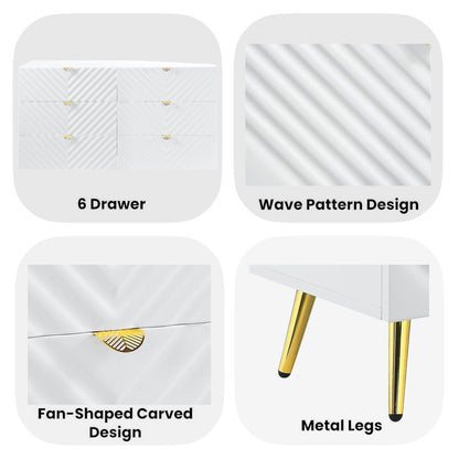 Gaines - 55" Dresser - White High Gloss, alternate view 2 with metal