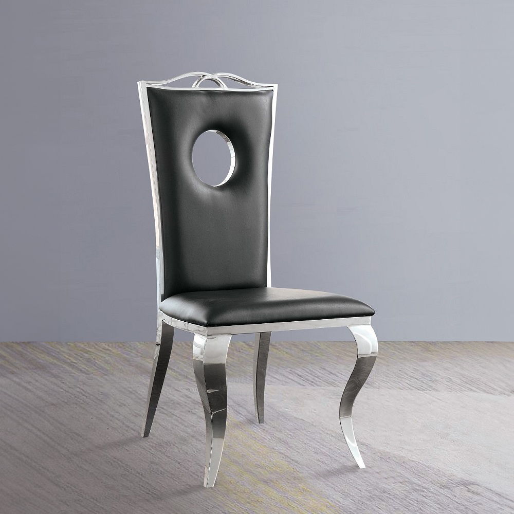 Cyrene - Glam - Side Chair, product view with leather upholstery