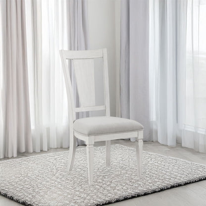 Katia - Side Chair (Set of 2) - Light Gray Linen & Weathered White, alternate view 4 with wood construction