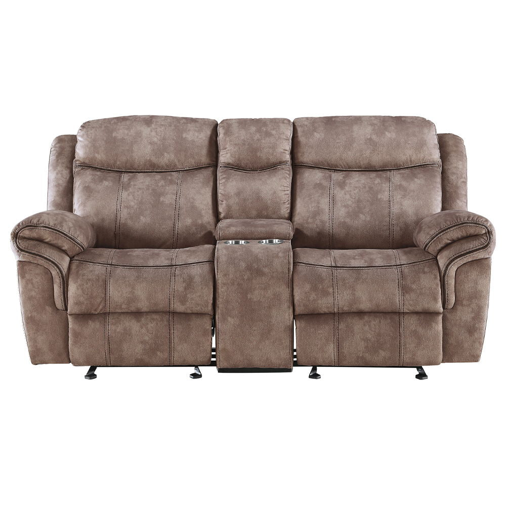Zubaida - Loveseat w/USB Dock & Console (Glider & Motion), product view with velvet upholstery