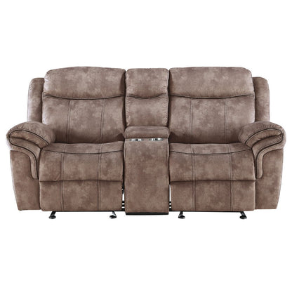 Zubaida - Loveseat w/USB Dock & Console (Glider & Motion), product view with velvet upholstery