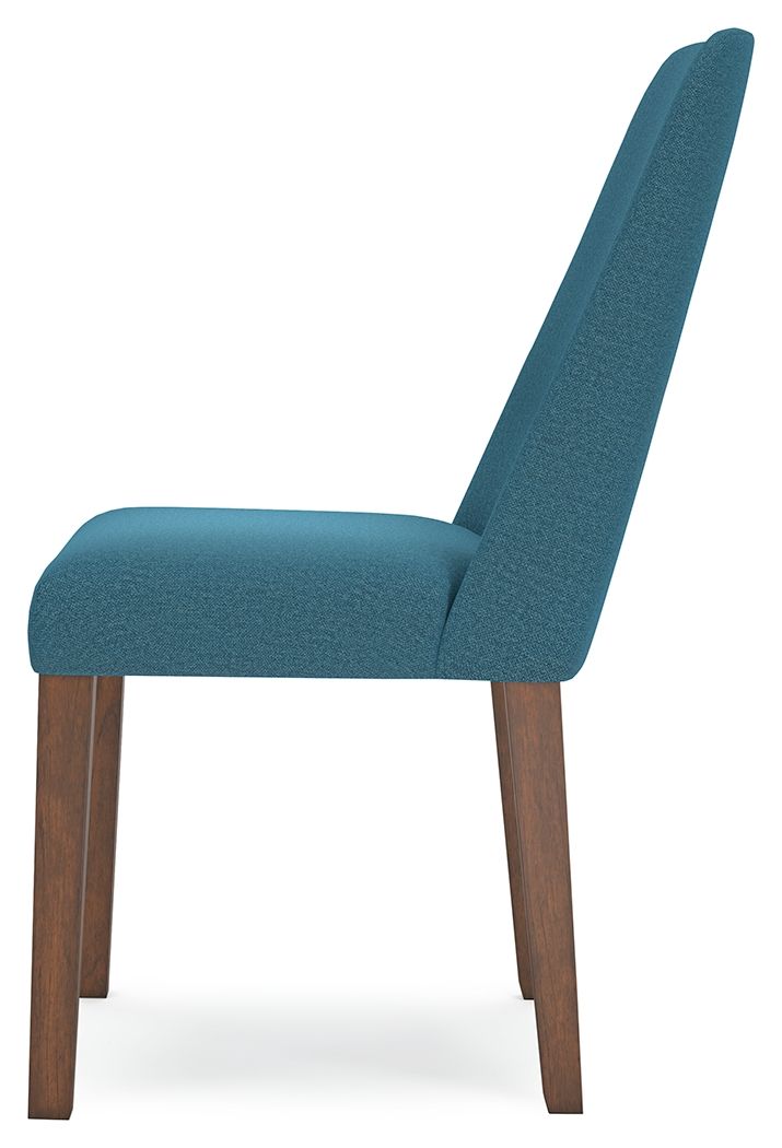 Lyncott - Dining Uph Side Chair (Set of 2) - Blue / Brown, alternate view 4 with polyester fabric