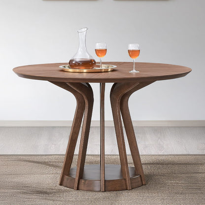 Seda - Round Dining Table - Walnut, alternate view 2 with solid wood