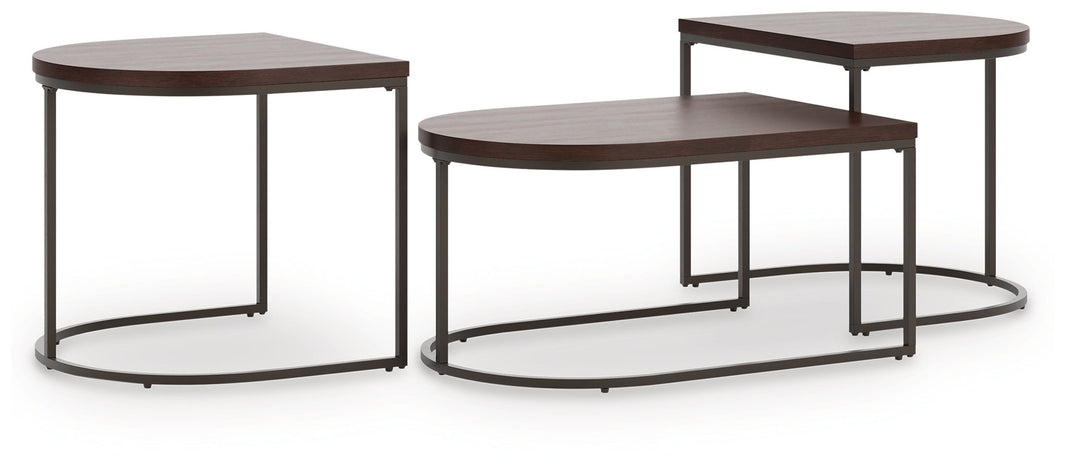 Vanmore - Occasional Table Set (Set of 3) - Dark Brown, product view with wood construction