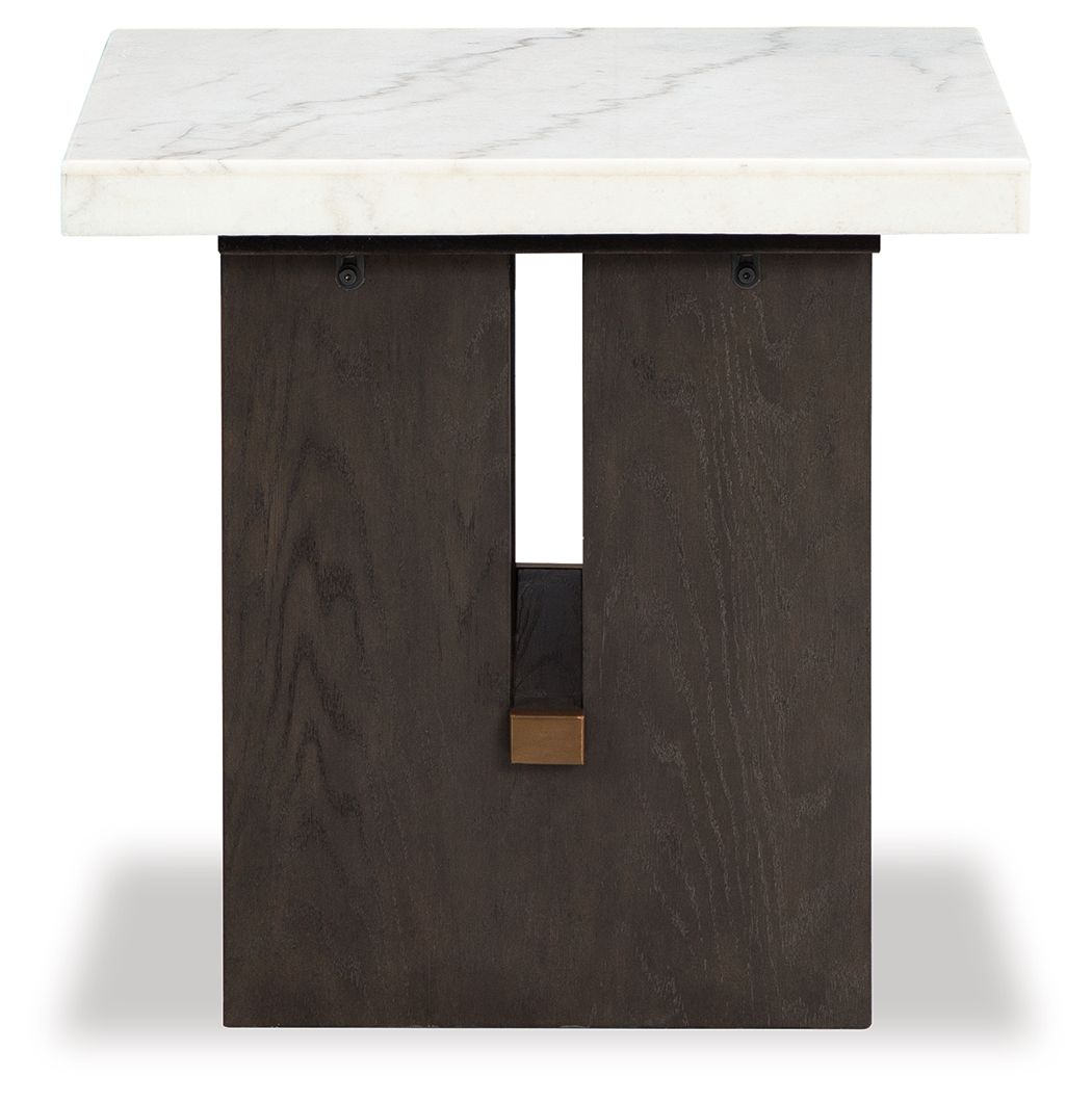 Burkhaus - Rectangular End Table - White / Dark Brown, alternate view 2 with solid wood