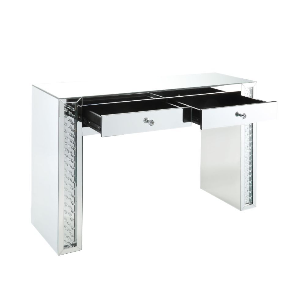Nysa - Vanity Desk - Mirrored & Faux Crystals, alternate view 3 with wood construction
