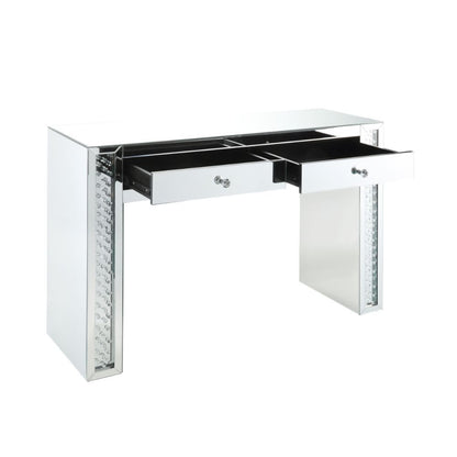Nysa - Vanity Desk - Mirrored & Faux Crystals, alternate view 3 with wood construction