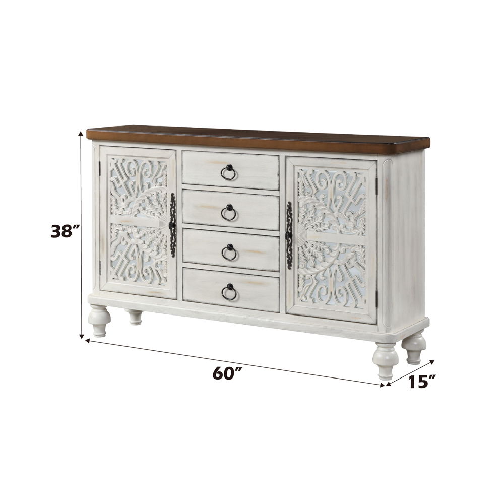 Vermont - Console Cabinet - Antique White, alternate view 2 with wood construction