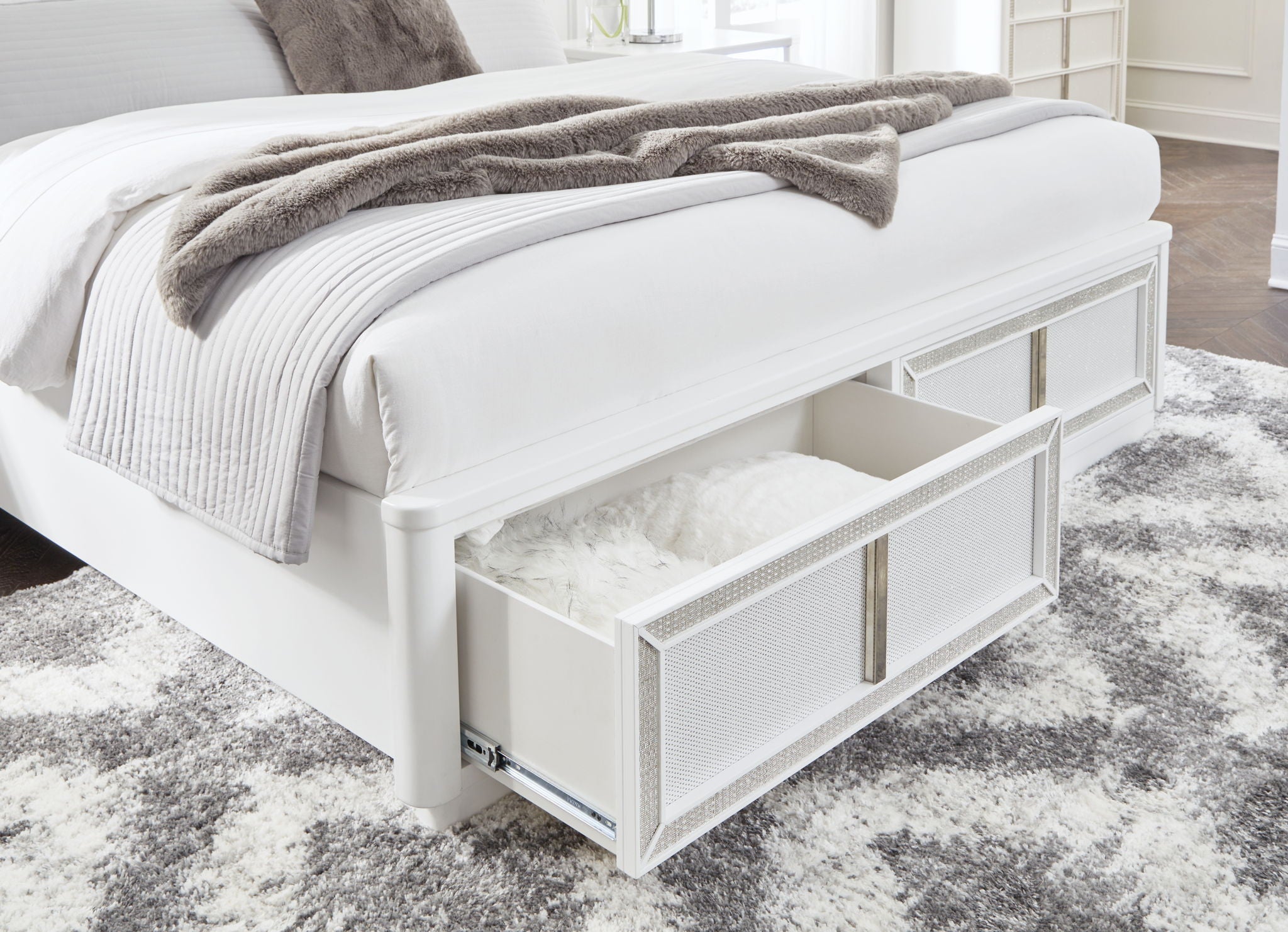 Chalanna - Upholstered Storage Bed, alternate view 5 with faux leather
