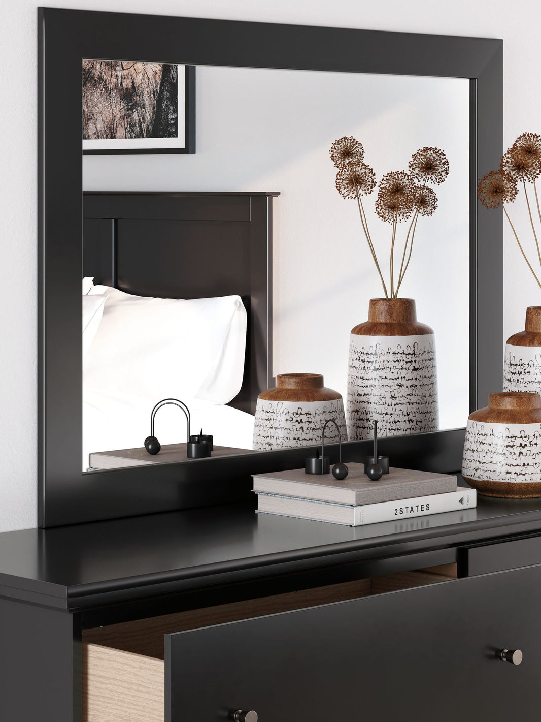 Maribel - Bedroom Mirror - Black, alternate view 2 with engineered wood