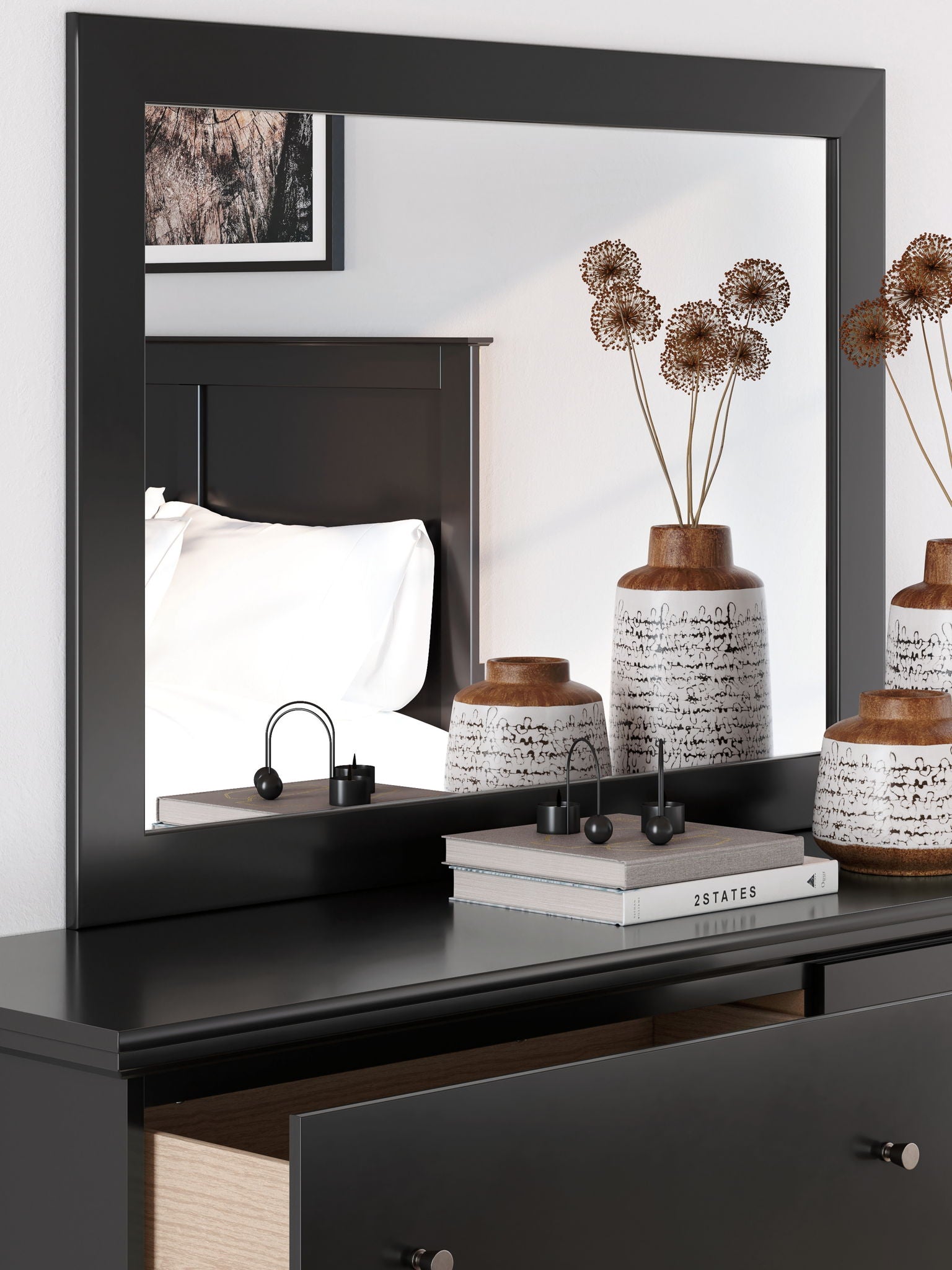 Maribel - Bedroom Mirror - Black, alternate view 2 with engineered wood