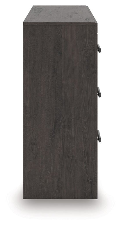 Prendonea - Six Drawer Dresser - Charcoal, alternate view 2 with linen fabric