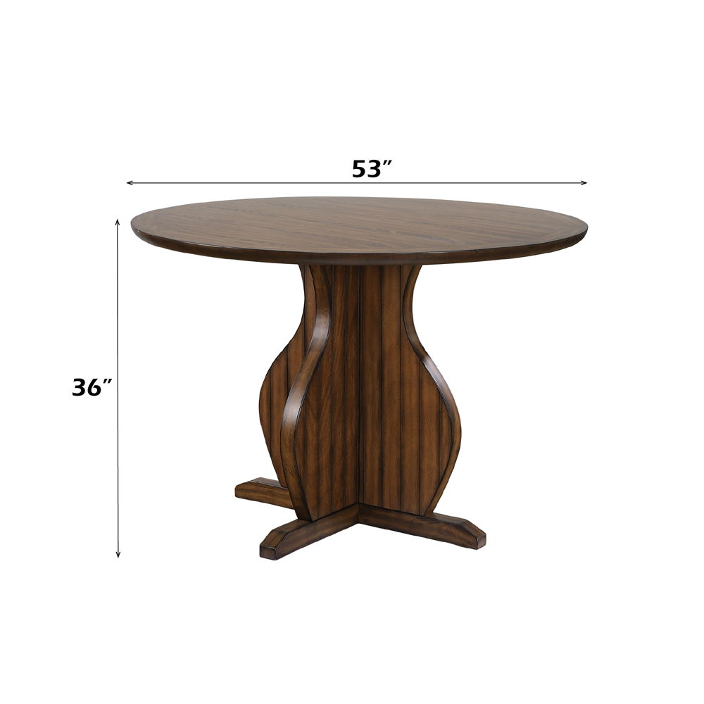 Maurice - Counter Height Table - Oak, alternate view 2 with linen fabric