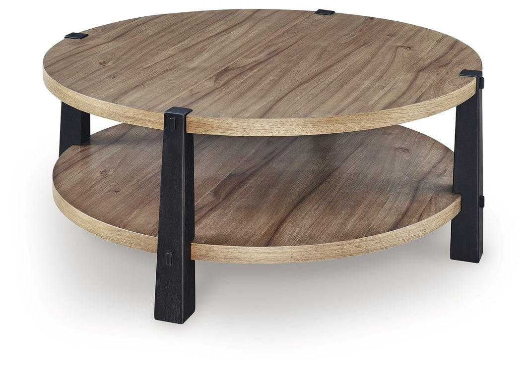 Ridgester - Round Table, alternate view 2 with wood construction