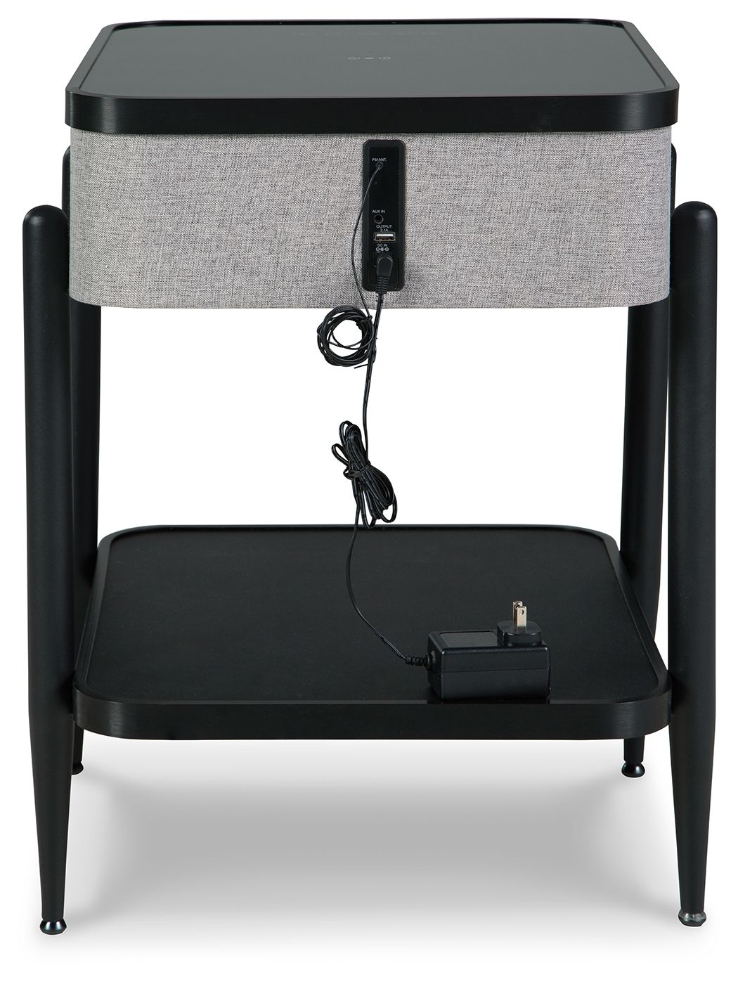 Jorvalee - Accent Table with Speaker - Gray / Black, alternate view 2 with polyester fabric