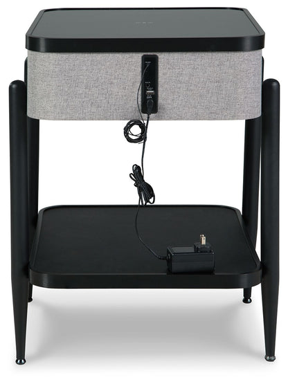 Jorvalee - Accent Table with Speaker - Gray / Black, alternate view 2 with polyester fabric