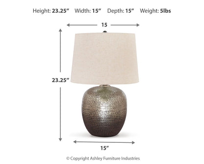 Magalie - Metal Table Lamp  - Antique Silver Finish