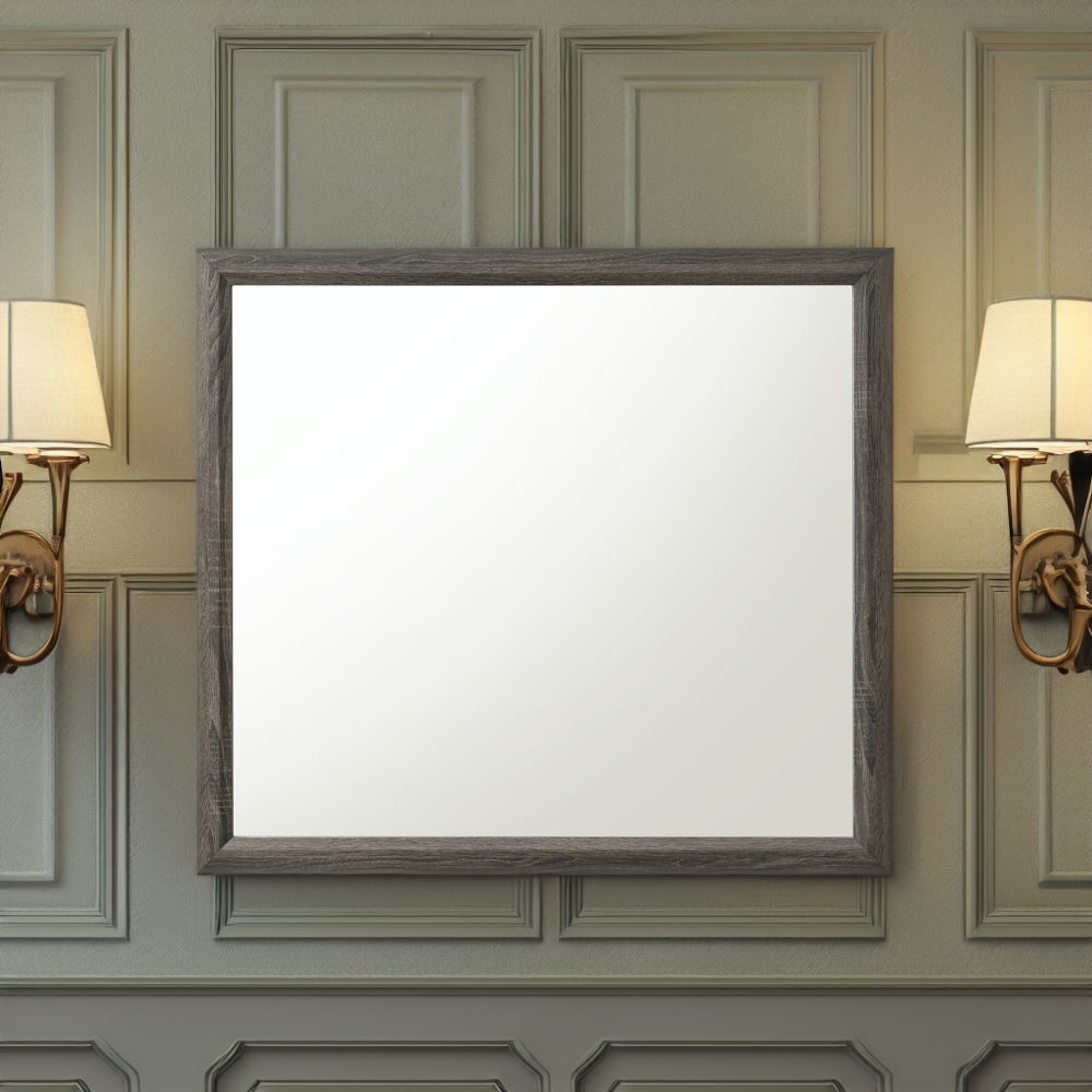 Valdemar - Mirror - Weathered Gray, alternate view 2 with wood construction