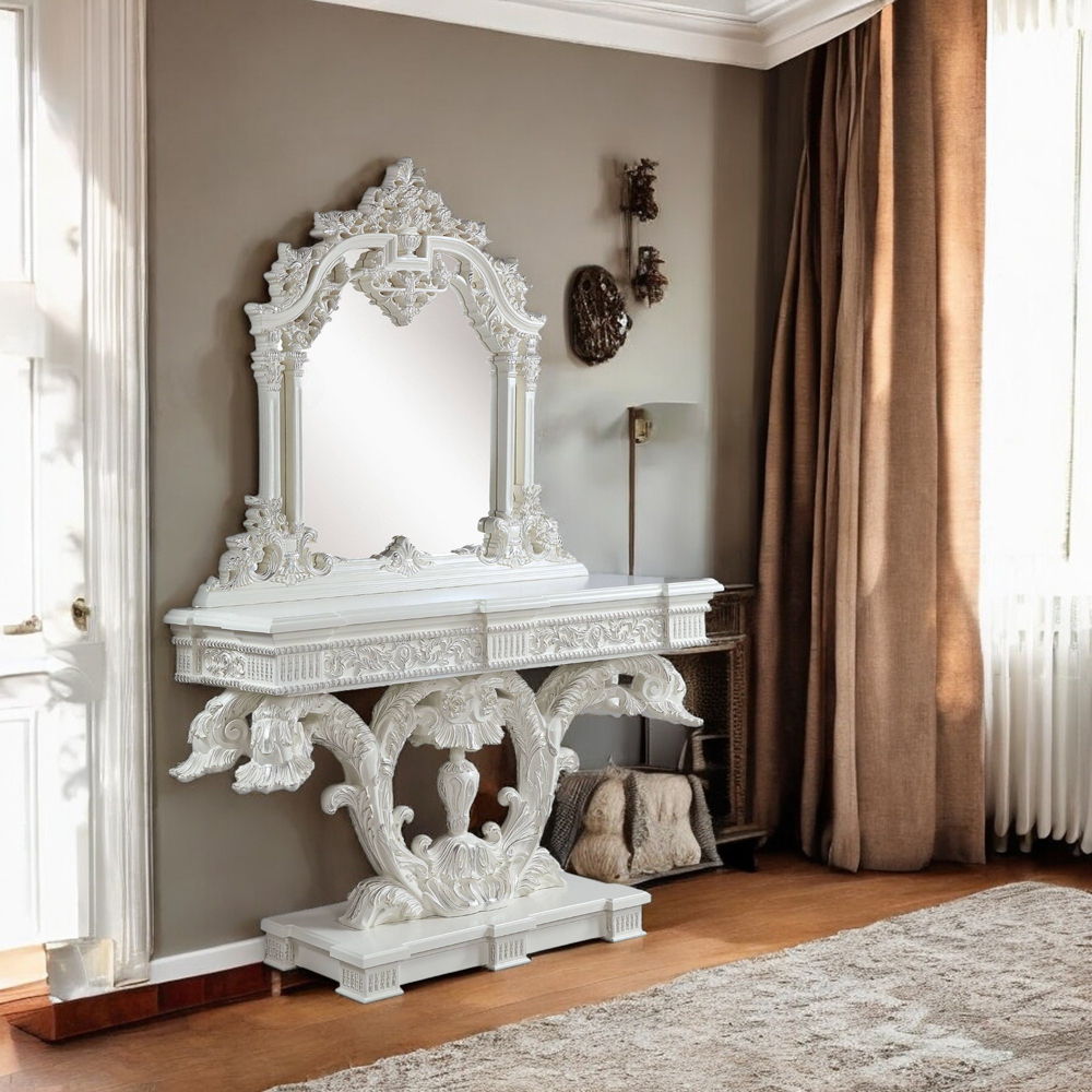Vanaheim - Sofa Table - Antique White, alternate view 2 with wood construction