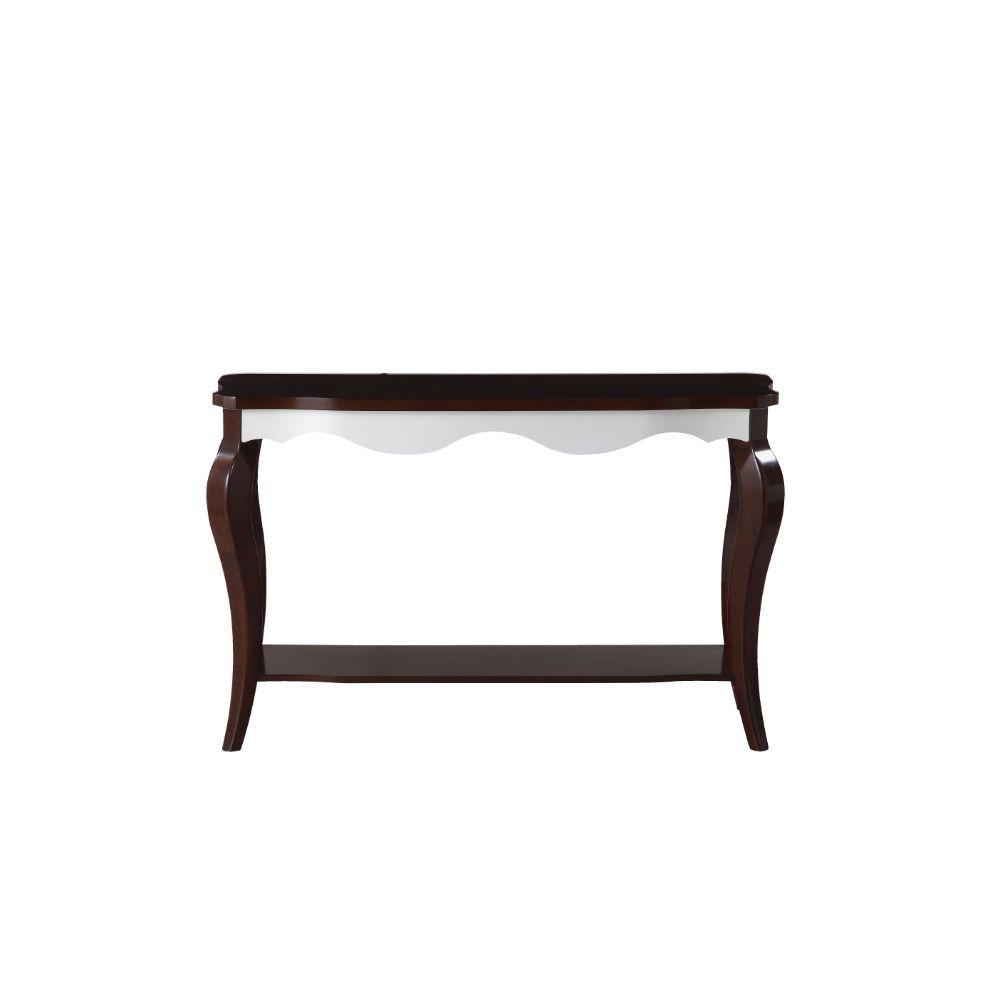 Mathias - Sofa Table - White & Walnut, alternate view 2 with wood construction