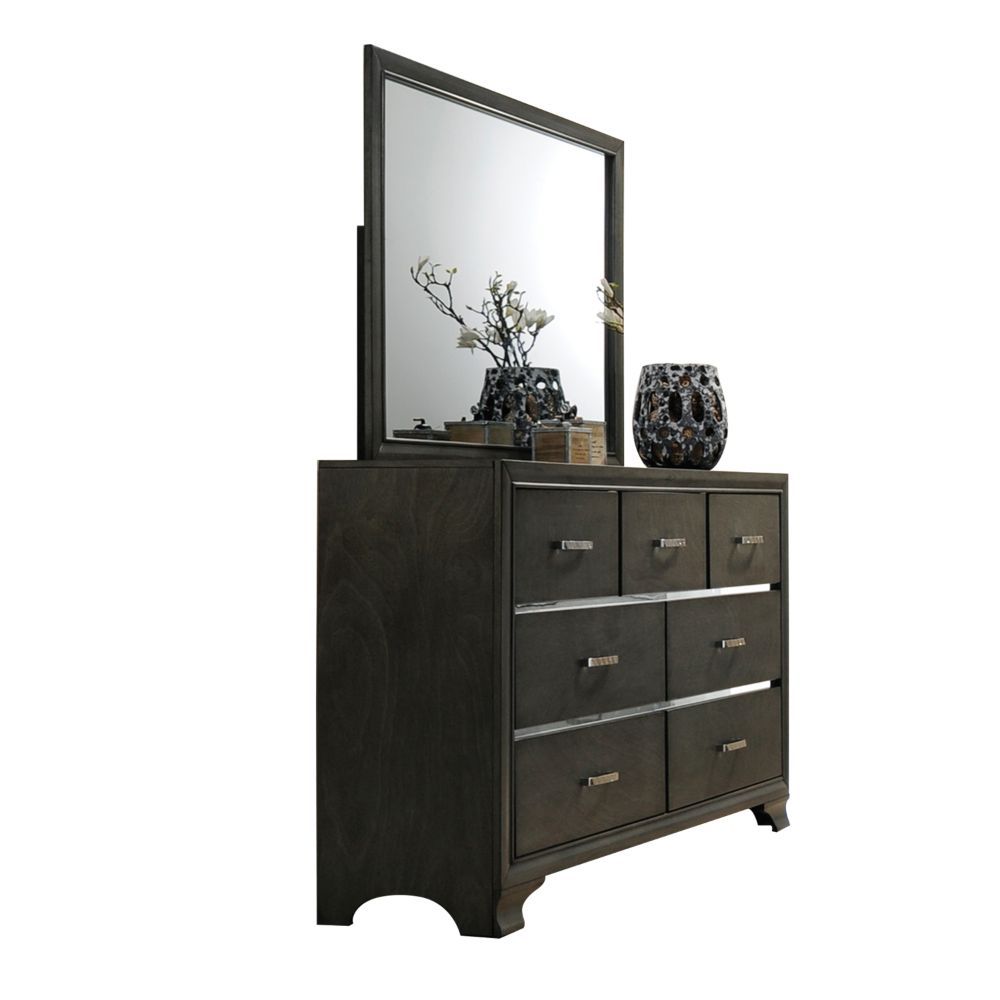 Carine II - Dresser - Gray, product view with wood construction