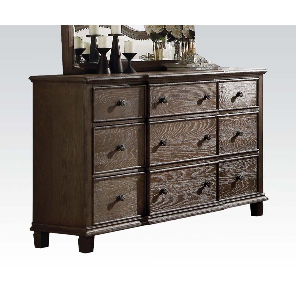 Baudouin - Dresser - Weathered Oak, product view with wood construction