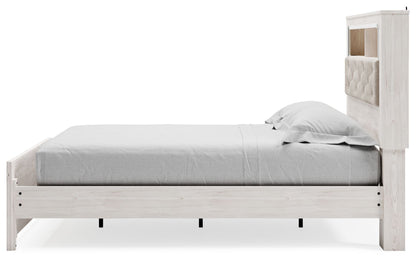 Altyra - Queen Panel Bookcase Bed With Roll Slats - White, alternate view 4 with polyester fabric