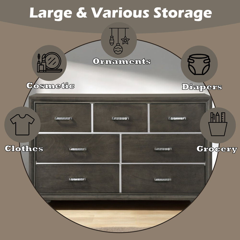 Carine II - Dresser - Gray, alternate view 2 with wood construction