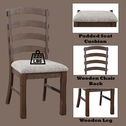 Pascaline - Side Chair (Set of 2) - Gray Fabric, Rustic Brown & Oak, alternate view 4 with wood construction