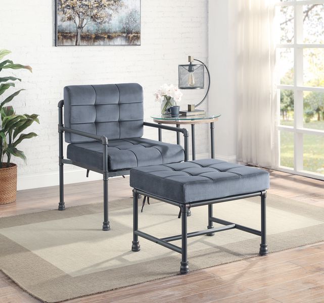 Brantley - Accent Chair - Gray Velvet & Sandy Gray, alternate view 2 with metal