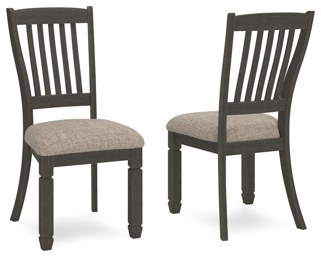 Tyler Creek - Dining UPH Side Chair (Set of 2) - Slatback - Black / Grayish Brown, product view with polyester fabric