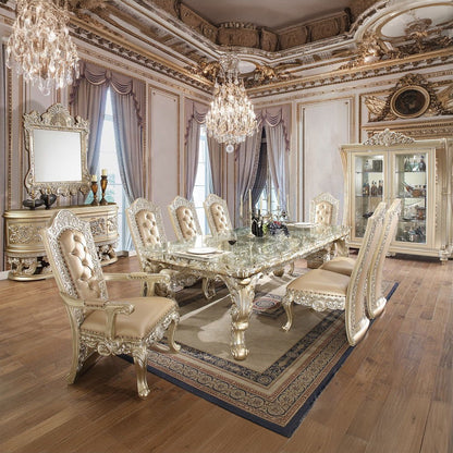 Vatican - Side Chair (Set of 2) - Synthetic Leather & Champagne Silver