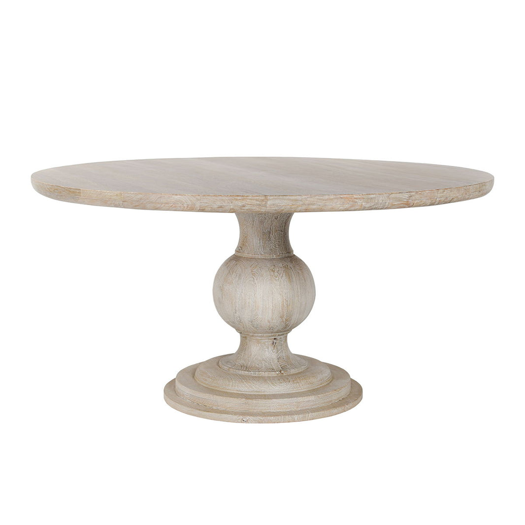 Hera - Round Dining Table, product view with wood construction
