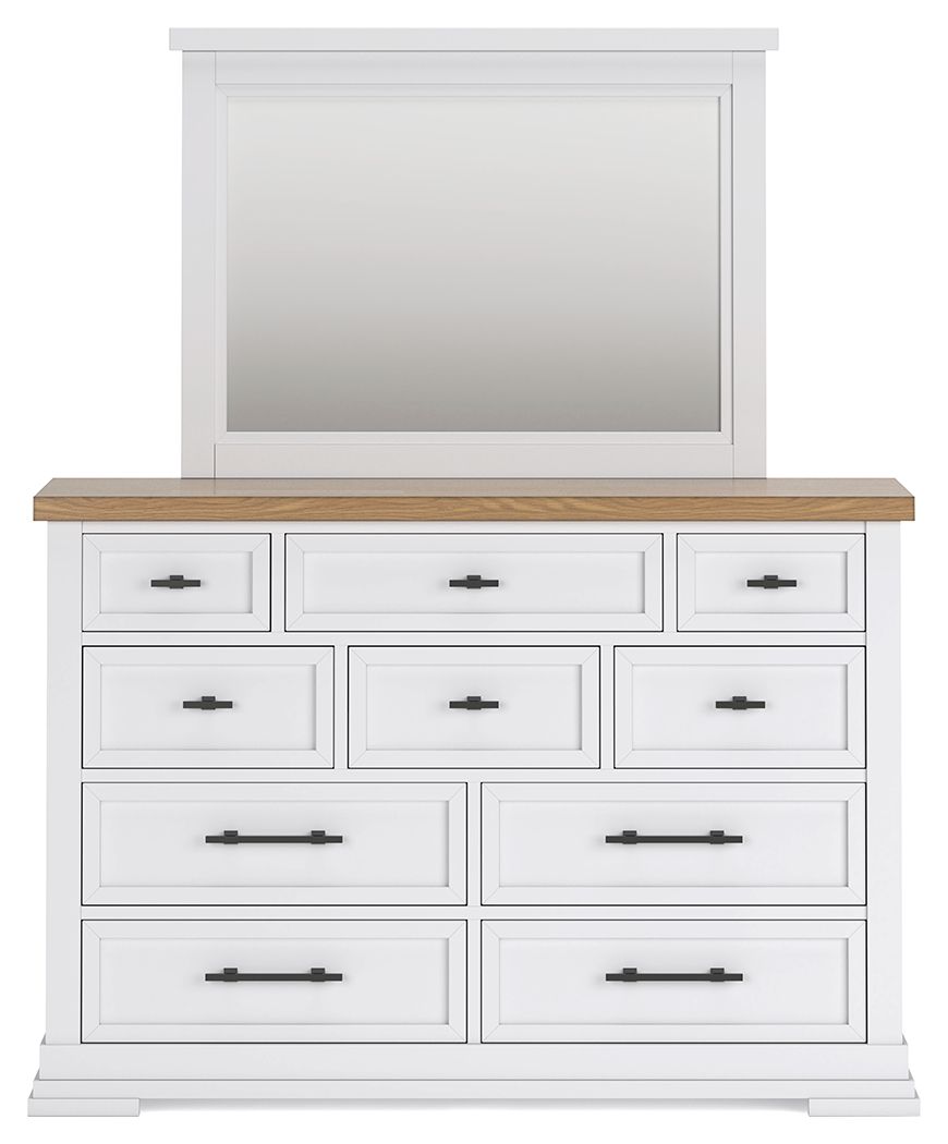 Ashbryn - Dresser And Mirror - White / Natural, alternate view 3 with wood construction