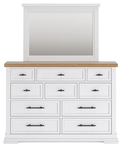 Ashbryn - Dresser And Mirror - White / Natural, alternate view 3 with wood construction