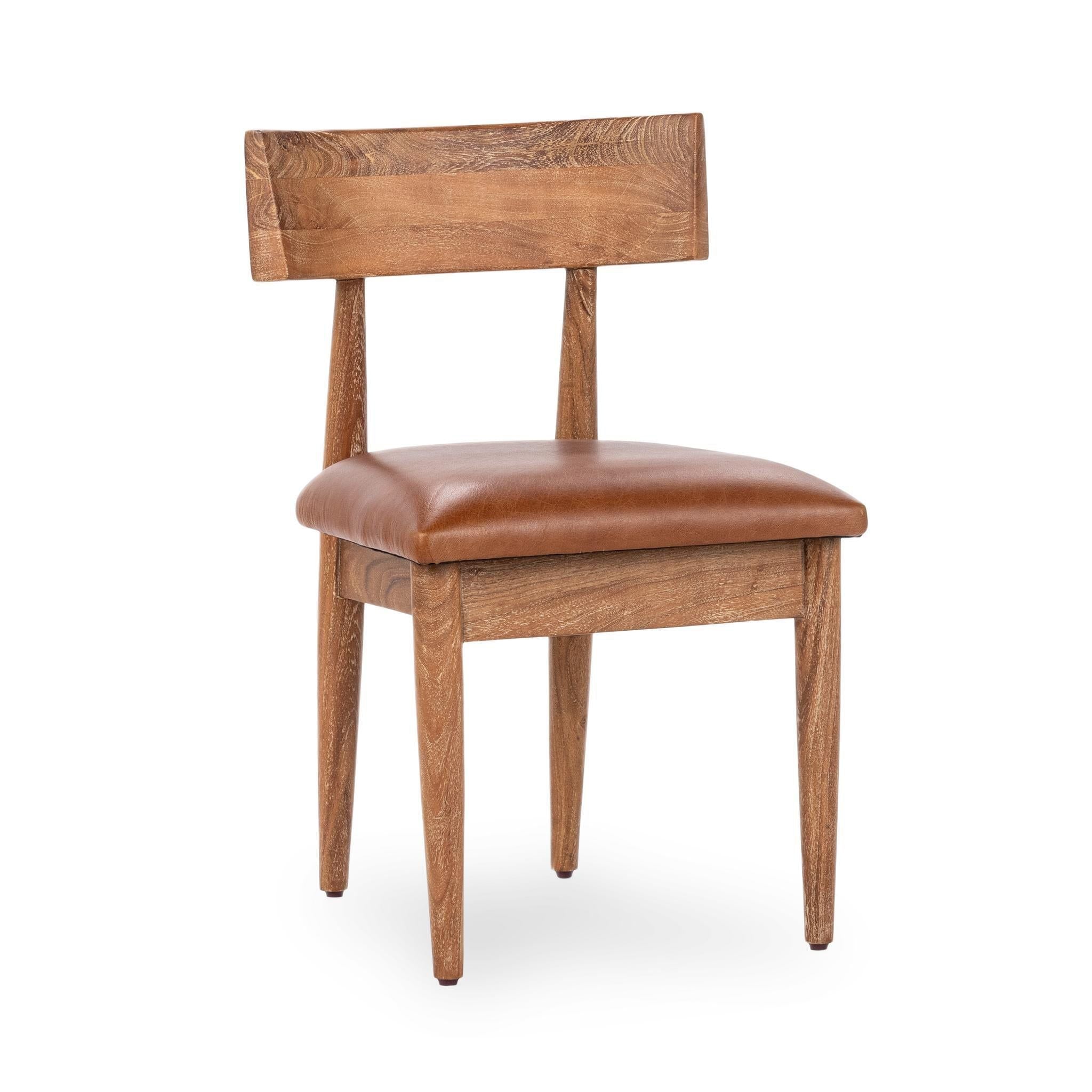 Alvaro - Leather Dining Chair (Set of 2) - Golden Wheat, alternate view 3 with top-grain leather