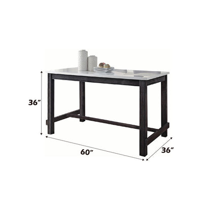 Yelena - Counter Height Table With Marble Top - Marble Top & Weathered Espresso, alternate view 2 with wood construction