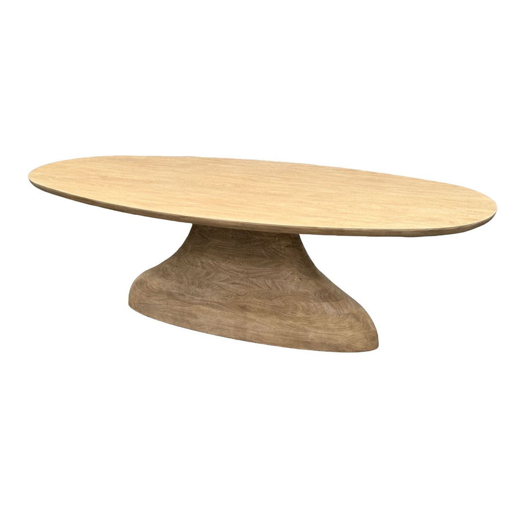 Amra - 94" Dining Table - Sandstone Greige, product view with wood construction