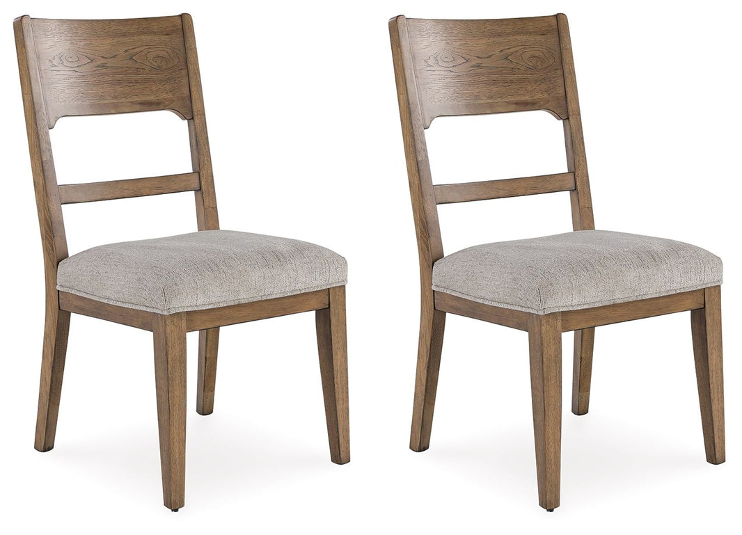 Cabalynn - Dining Uph Side Chair (Set of 2) - Oatmeal / Light Brown, product view with polyester fabric