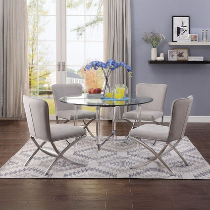 Daire - Side Chair (Set of 2) - Light Gray Velvet & Chrome, alternate view 3 with metal