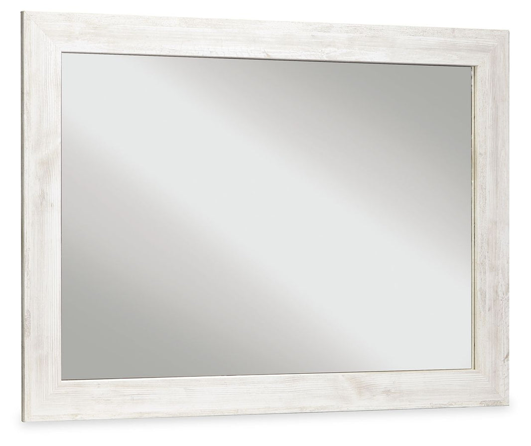 Paxberry - Bedroom Accent Mirror - Whitewash, product view with engineered wood