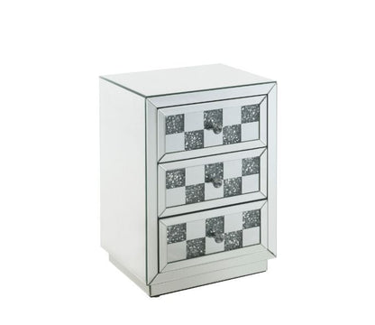 Noralie - 18" X 14" Accent Table With Faux Diamonds - Mirrored, alternate view 3 with glass