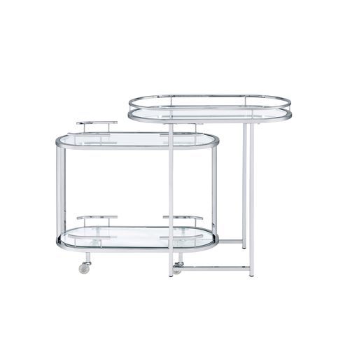 Piffo - Serving Cart Set - Clear Glass & Chrome, alternate view 2 with metal