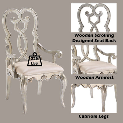 Esteban - Arm Chair (Set of 2) - Ivory Velvet & Antique Champagne, alternate view 2 with wood construction