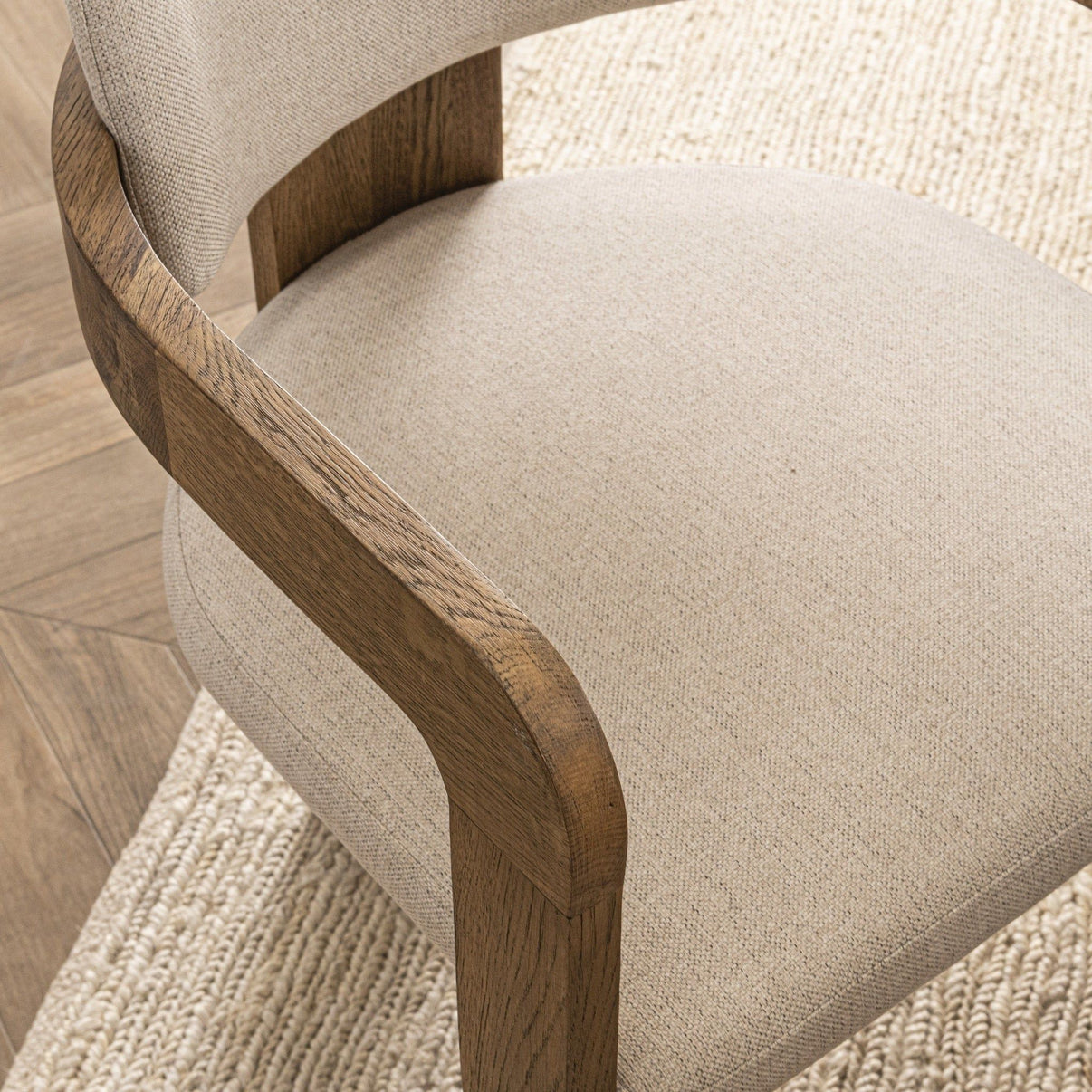 Labelle - Dining Armchair - Tan Oak, alternate view 3 with polyester fabric