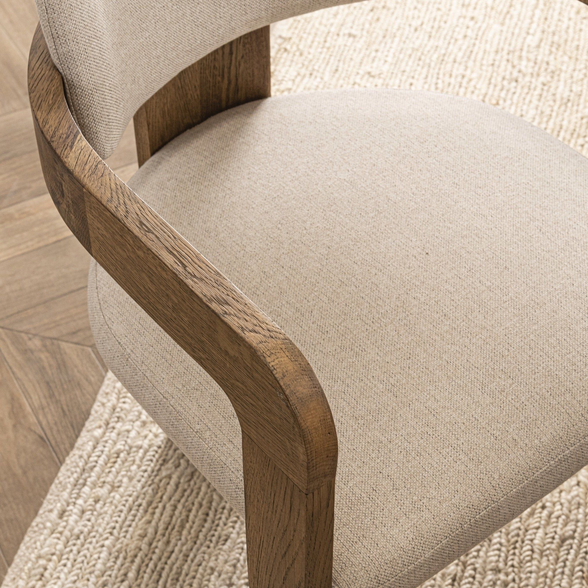 Labelle - Dining Armchair - Tan Oak, alternate view 3 with polyester fabric